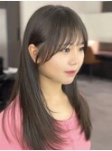 ★小顔前髪レイヤーカットナチュラル透明感ベージュ