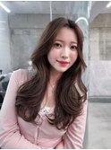 メルティカラー似合わせカットフェミニンロング韓国レイヤー