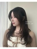 小顔カット/くびれヘア/韓国レイヤー/イメチェン　/暗めカラー