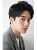ブルーブラック/刈り上げセンターパート/黒髪/ツーブロック/
