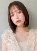 黒髪ココアベージュ艶感オリーブグレーうるツヤセミディ小顔