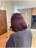 艶で魅せる深みレッド/ボブ