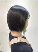 イヤリングカラー/蛍光/アップル/グリーン/切りっぱなしボブ