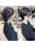 ショートボブ髪型20代30代前髪あり前髪なし面長丸顔【荒牧】AY
