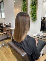 リンク(Link Hair&Spa)&nbsp;小顔前髪ワンカールレイヤーカット黒髪ネビージュボブルフ