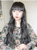 黒髪／ロングパーマ/スパイラルパーマ／パーマ／くせ毛風パーマ
