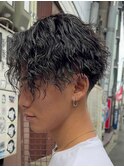 ツイストスパイラルパーマスペインカールダークアッシュマンバン