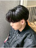 スペインカールスパイキーショートブルーブラックフェザーパーマ