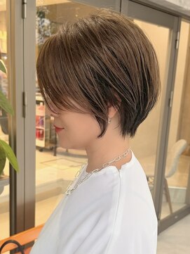 ヌリ 錦糸町(NuRI) 前下がりハンサムショートボブケアパーマ30代40代50代白髪ぼかし