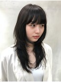 20代30代◎透明感グレージュ暗髪レイヤーカット春カラー