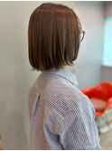 ブラウンベージュ ボブ 透明感カラー 艶髪 髪質改善 レイヤー