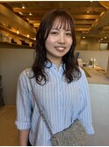ミディアムパーマとブラウンカラー