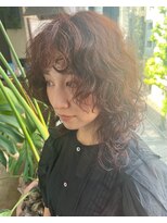 ビハインドザカーテン(BEHIND THE CURTAIN)&nbsp;くせ毛風パーマ×前髪パーマ×レイヤーパーマ×オレンジブラウン