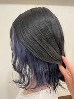 エンレイ(enRei) 大人かわいい無造作ウェーブインナーカラーメルトカラーブルー