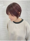 大人ショート×脱白髪染めピンクバイオレット