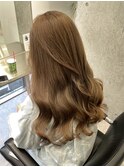韓国ヘア顔周りレイヤーミルクティーベージュグレージュカラー