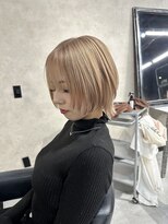 キッススワン(KISS SWAN)&nbsp;札幌美容室【ウルフボブ】色落ちも金髪じゃないハイミルクティー
