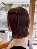 切りっぱなしボブ/オレンジブラウン