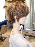 ひし形ショート/マロンベージュ/艶カラー/ダークアッシュ/柴★
