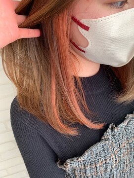 ロマンヤカタ ファース(ROMAN YAKATA fars) インナーカラー オレンジ ケアブリーチ@田代3/11