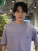 七三センターパートツーブロックニュアンスパーマ
