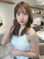 似合わせ小顔カット×外ハネミディ　シルキーベージュ　髪質改善