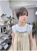 ミルクティーグレージュ/前髪ありショート/マッシュショート