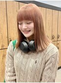 セミロング/ハイトーンカラー/ピンクベージュ