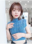 大人かわいい前髪セシルカットココアブラウンフリンジウェーブ