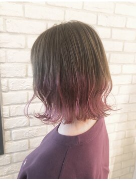 ブルー 盛岡店(BLUE) 黒髪/グレーベージュ/レイヤーロング/前髪パーマ