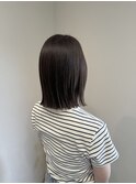 グレージュ/暗髪/切りっぱなしボブ