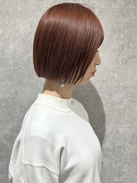 バートランド 白楽(Bertland) 島田/ブリーチ無しオレンジブラウン 髪質改善 白楽 大人ミニボブ