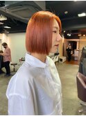 Steelo オレンジブラウン×切りっぱなしボブ