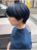 ネイビーブルー　ブルベ　ハンサムショート　20代30代　髪質改善