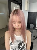 20代30代ソフトウルフ肩ラインダブルカラーピンクカラー