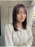 レイヤーカット　顔周り　似合わせ　ラベンダーベージュ　透明感