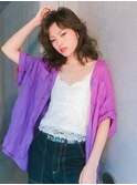 ■センターパート無造作ウェーブ小顔ボブルフたまプラーザ14-8