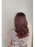 やわらかウェーブ×チェリーブラウン