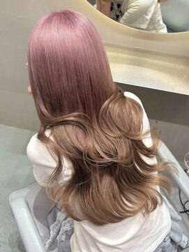 ソル ジングウマエ(SOL JINGUMAE) mayu//ペールピンク×ミルクティーブラウンルーツカラーデザイン