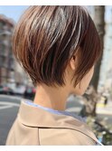 小顔似合わせカットメルティカラーナチュラル大人ショートボブ 