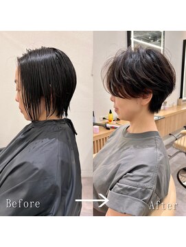 ロンドプロフィール 浦和(Lond profil) Lond.海気　Before After ショートカット　前髪　白髪ぼかし