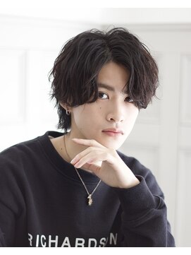 フリーラ 横浜(freera) メンズダークアッシュニュアンスパーマ韓国マッシュウルフカット