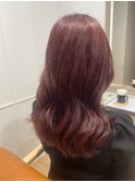 ピンクカラー/ルビーピンク/セミロング/金山/髪質改善/顔まわり