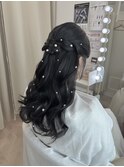 ハーフアップにパールシールアレンジ♪
