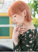 ★アプリコットオレンジ小顔切りっぱなしボブウルフ10代20代★1