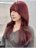 《韓国ヘア》ピンクレッド×ヨシンモリ
