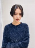 丸みショートシースルーバングくびれボブマッシュショート
