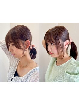 毛先1mmまで！骨格補正cutで小顔魅せも★顔周りのフィット感を重視したデザインで大人可愛い印象に【都城】
