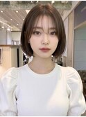 ワンホンレイヤー×前髪×切りっぱなしボブ[髪質改善/縮毛矯正] 