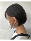 外ハネヘルシースタイルインナーカラーふんわり丸みボブ